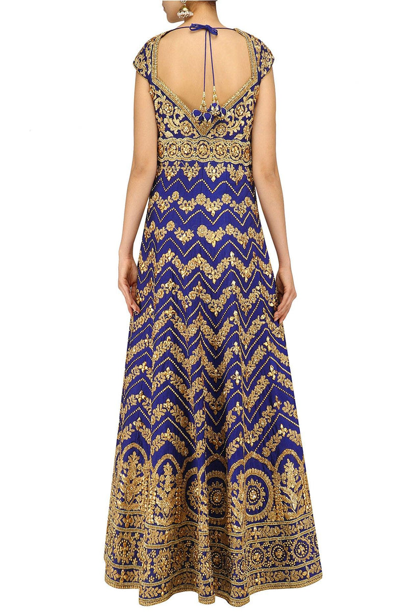 Blue Gota Patti Embroidered Anarkali Set - Preeti s kapoor