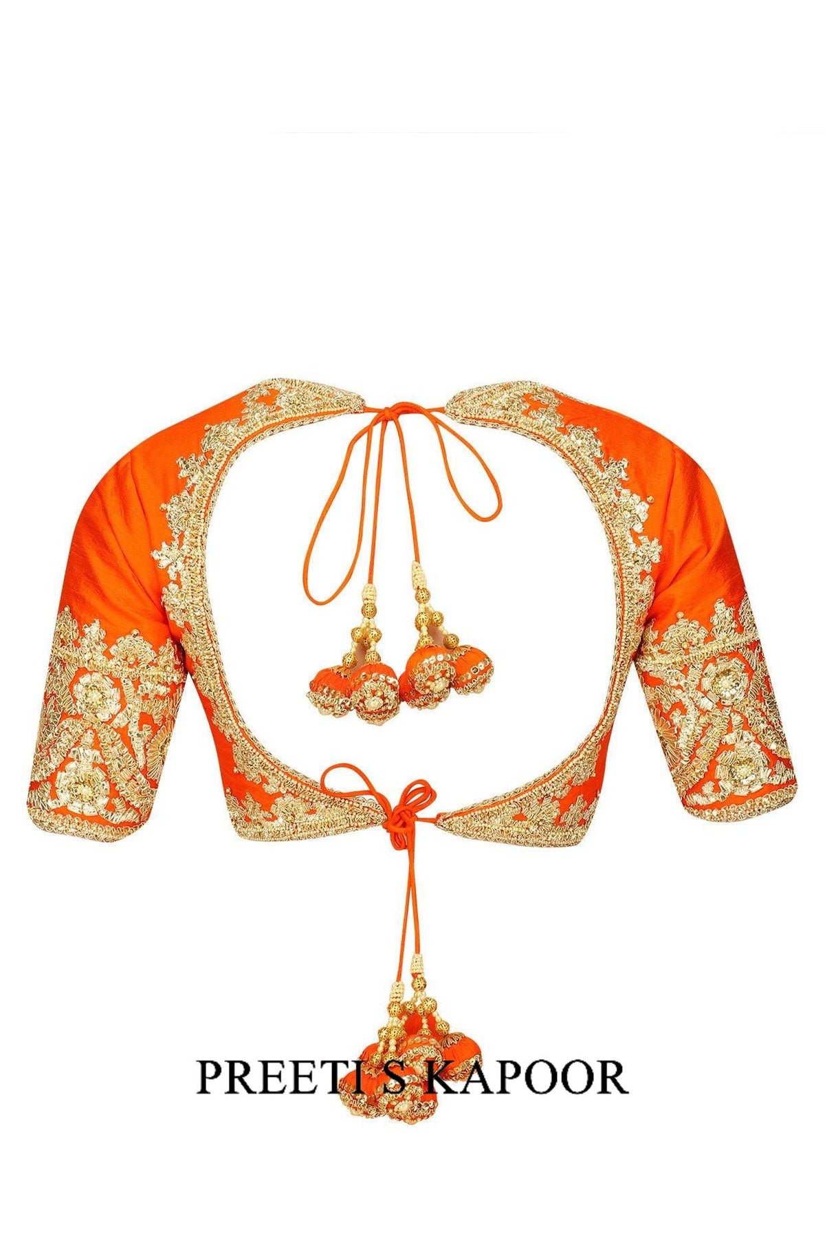 Orange Gota Patti Embroidered Saree And Blouse Set - Preeti s kapoor