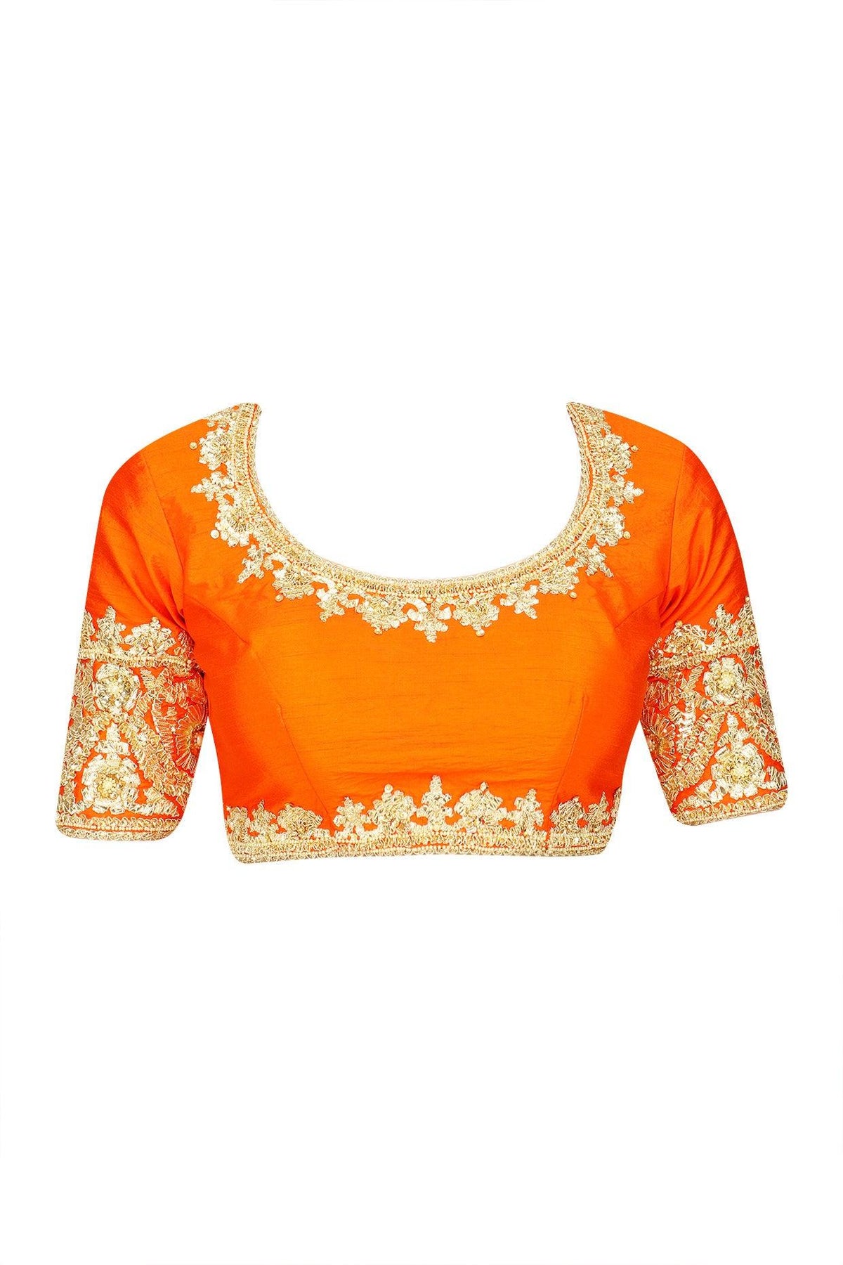 Orange Gota Patti Embroidered Saree And Blouse Set - Preeti s kapoor