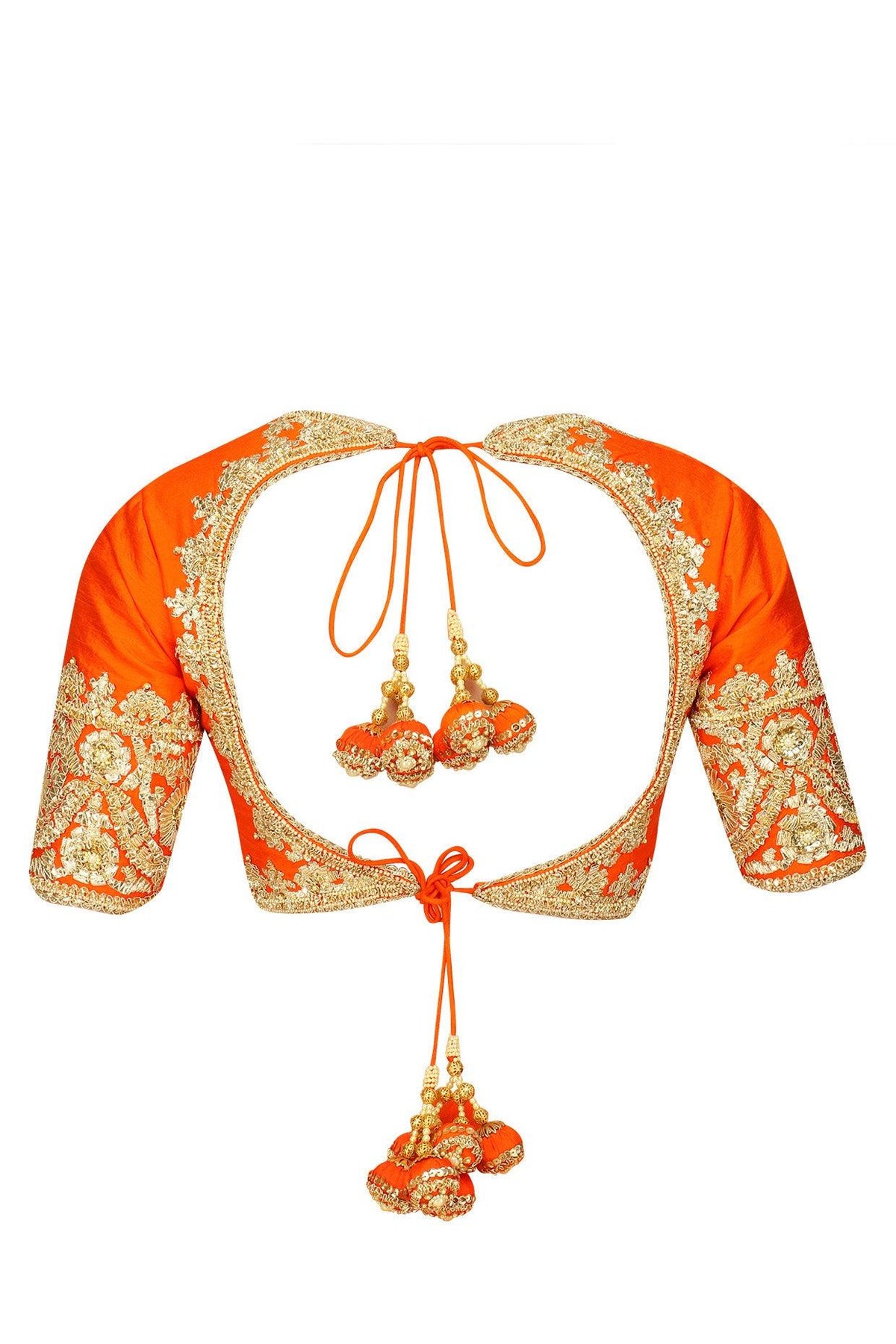 Orange Gota Patti Embroidered Saree And Blouse Set - Preeti s kapoor