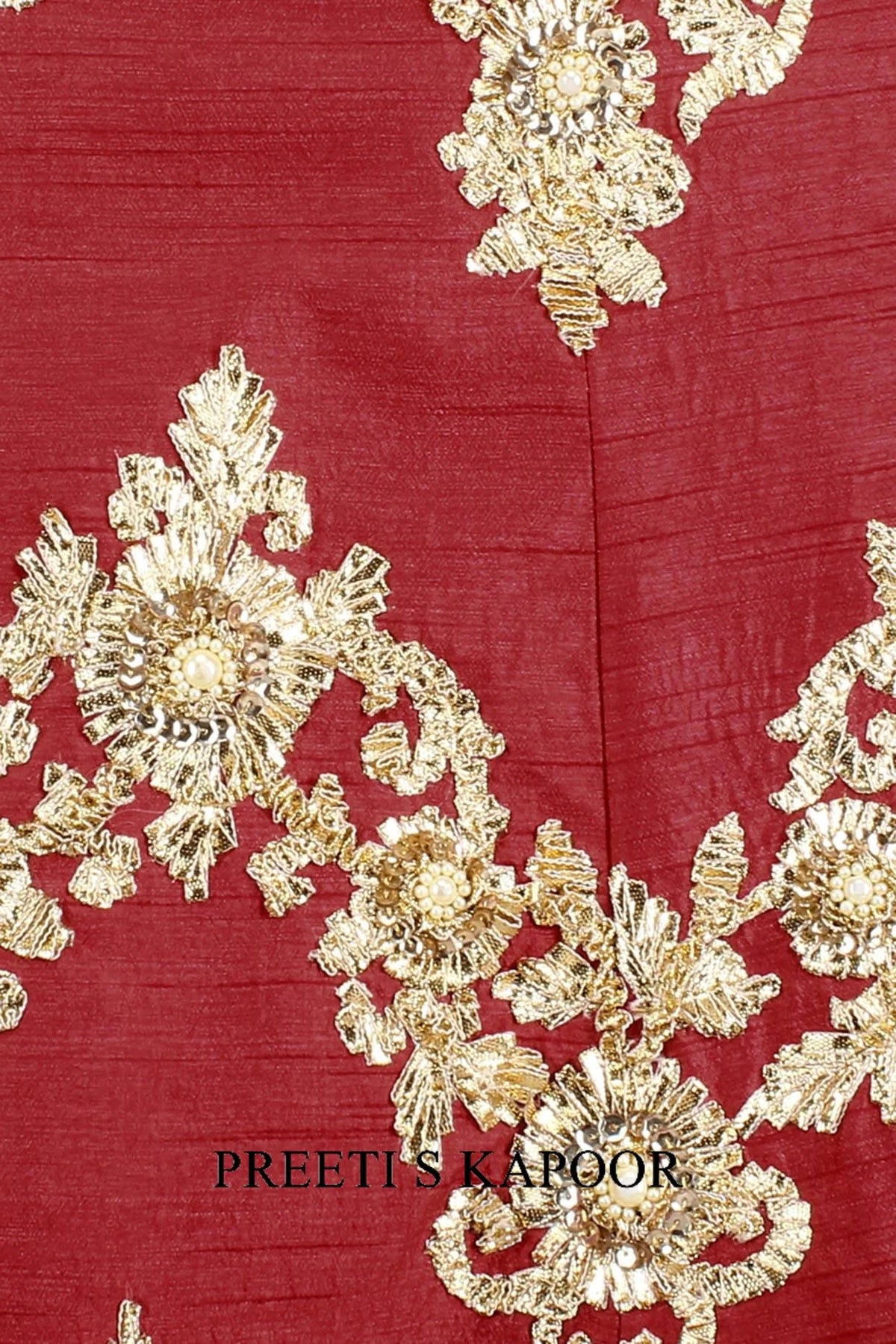 Red And Gold Gota Patti Embroidered Floral Motifs Anarkali Set - Preeti S Kapoor