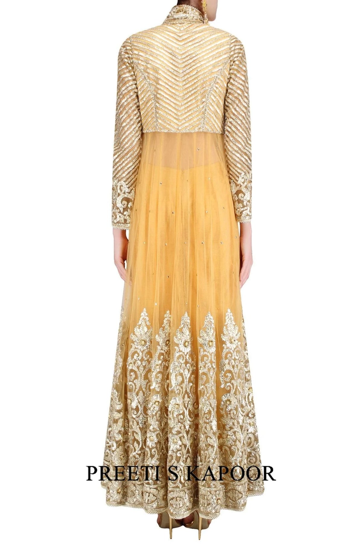 Brown Gota Embroidered Front Slit Anarkali Set - Preeti S Kapoor