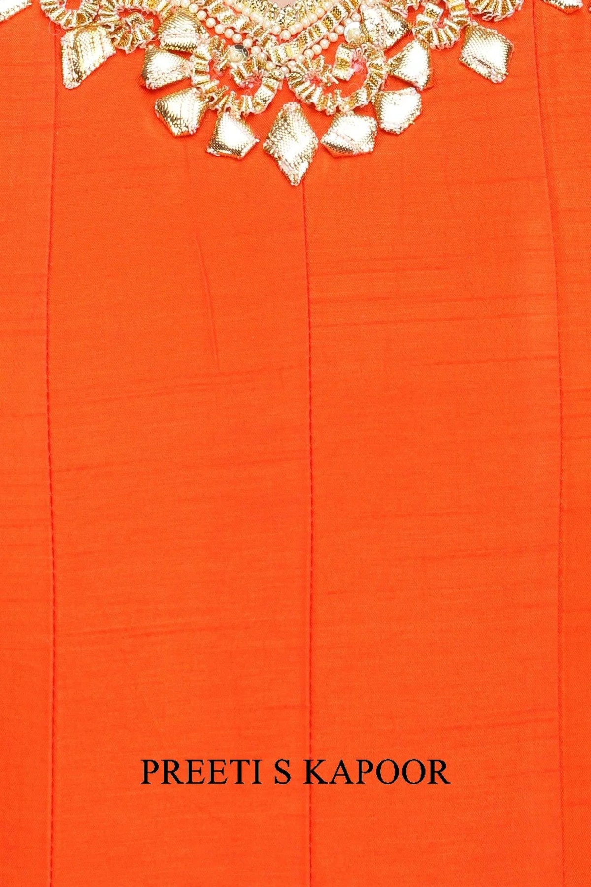 Orange Gota Patti Embroidered Kurta And Hot Pink Sharara Pants Set - Preeti S Kapoor