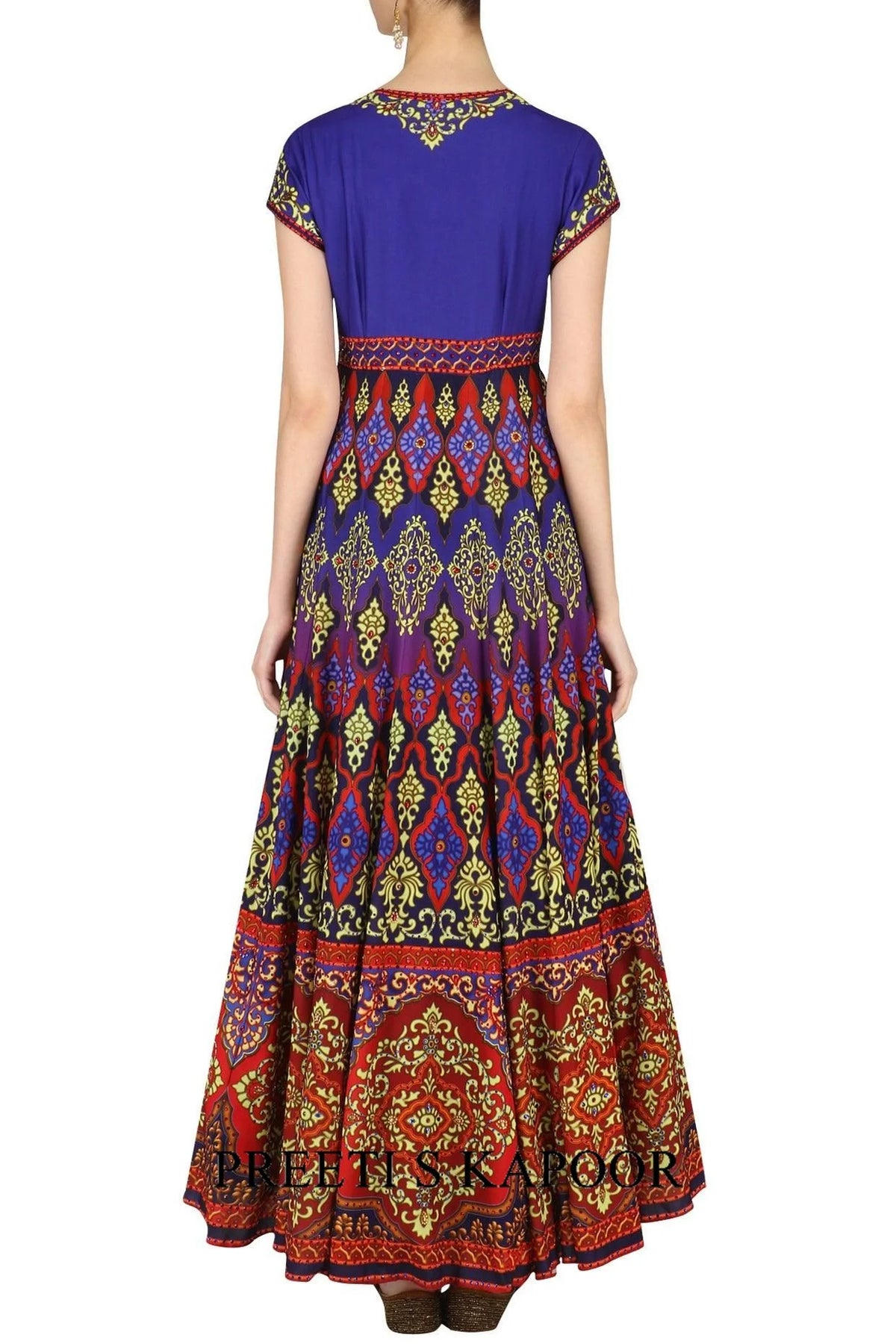 Purple And Red Swarovski Embellished Anarkali Set - Preeti S Kapoor