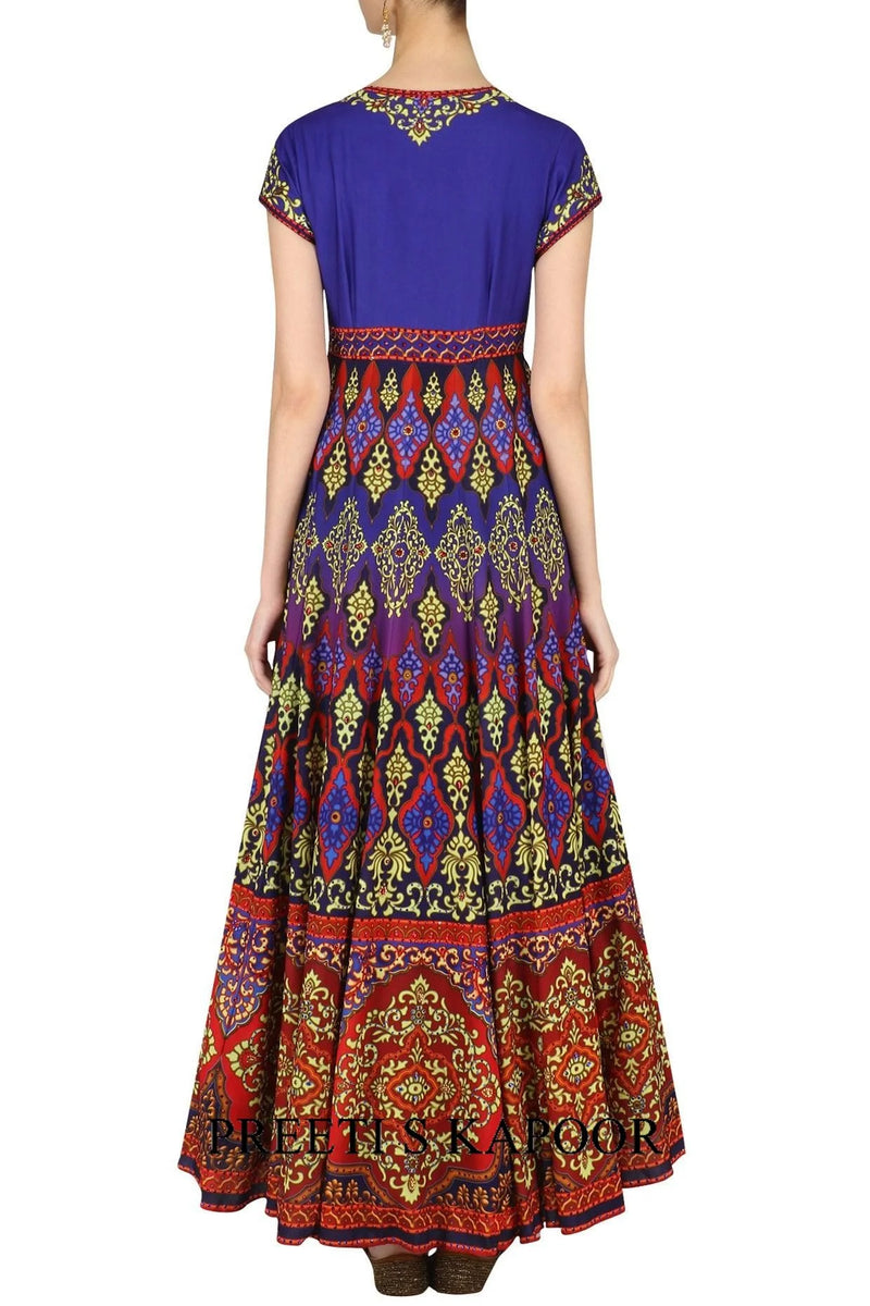 Purple And Red Swarovski Embellished Anarkali Set - Preeti S Kapoor