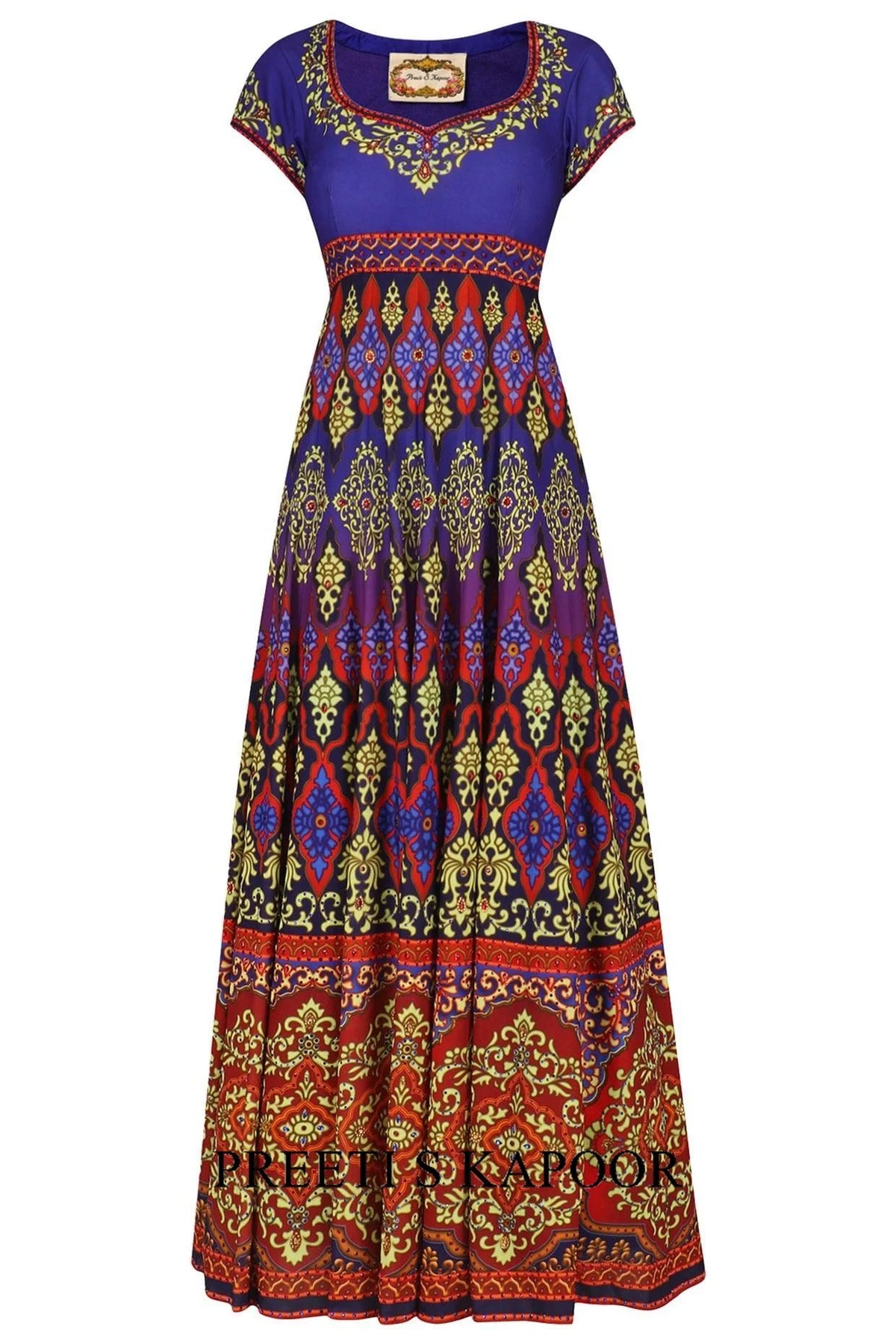 Purple And Red Swarovski Embellished Anarkali Set - Preeti S Kapoor