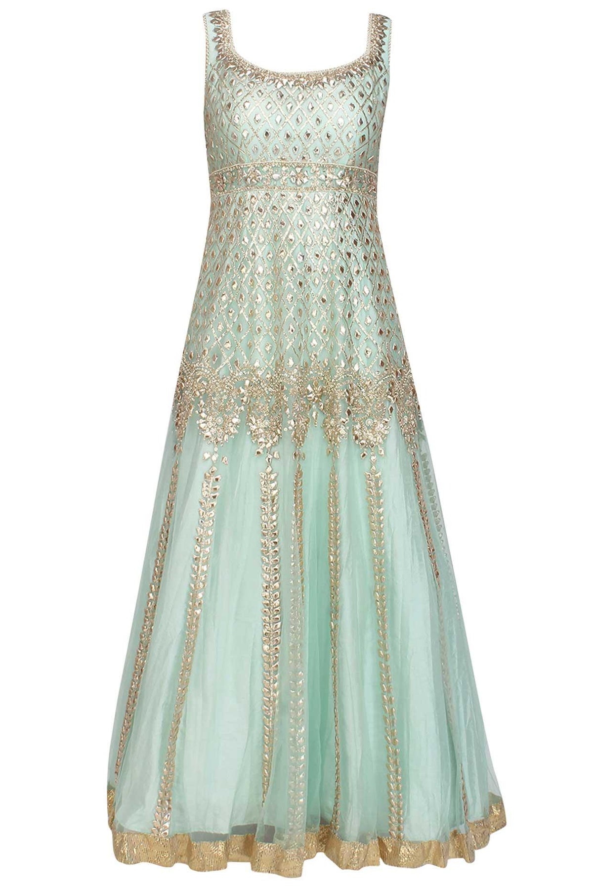 Powder Blue Gota Patti And Beads Embroidered Anarkali Set - Preeti s kapoor