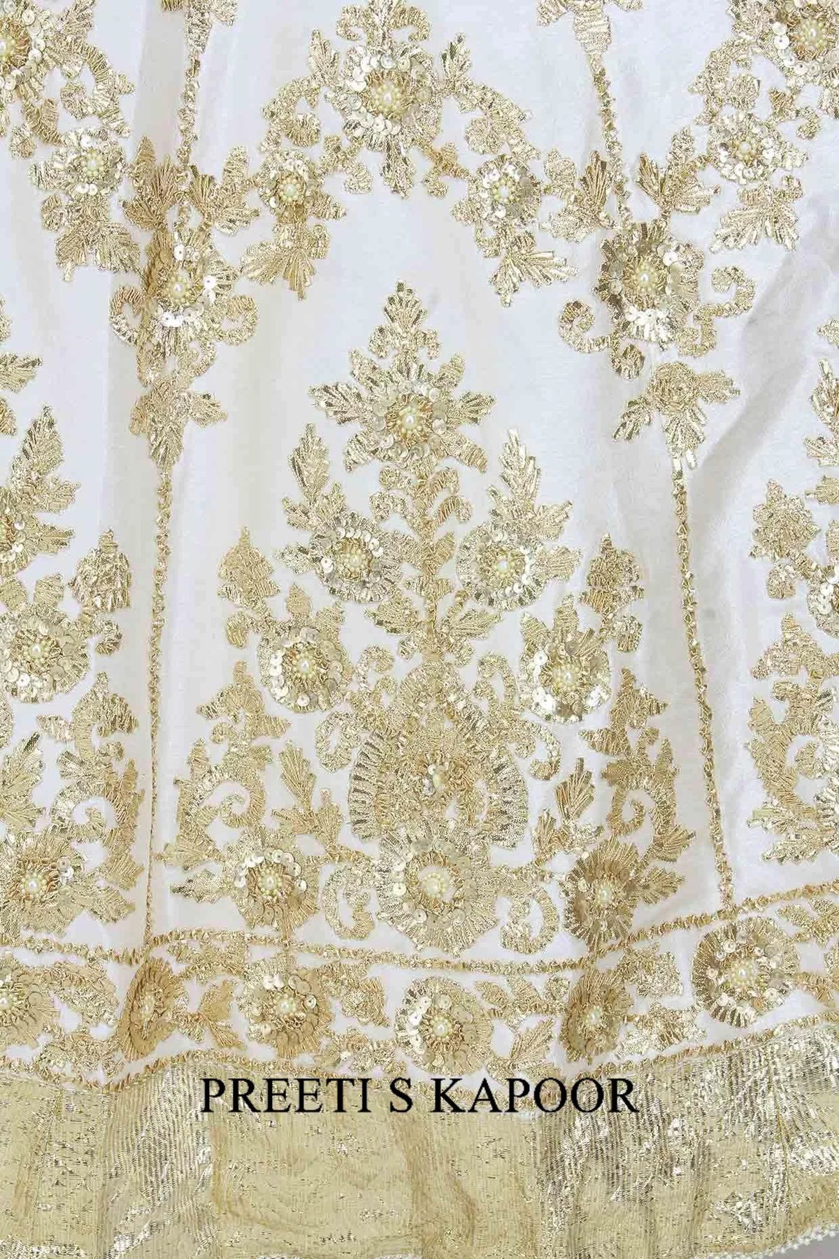 Off White Gota Patti Embroidered Floral Motifs Anarkali Set - Preeti S Kapoor