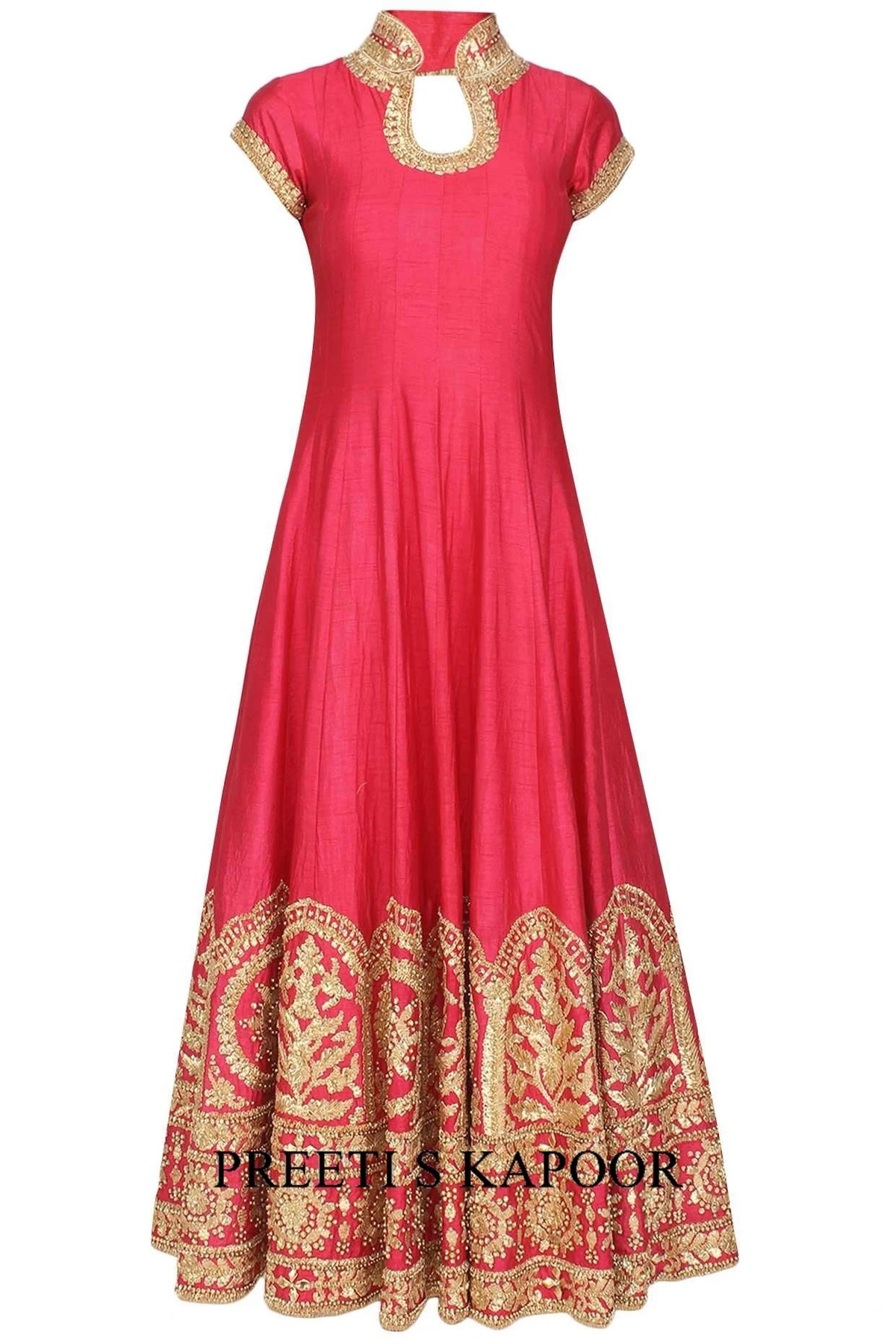 Rose Pink Gota Patti Embroidered Anarkali Set - Preeti S Kapoor
