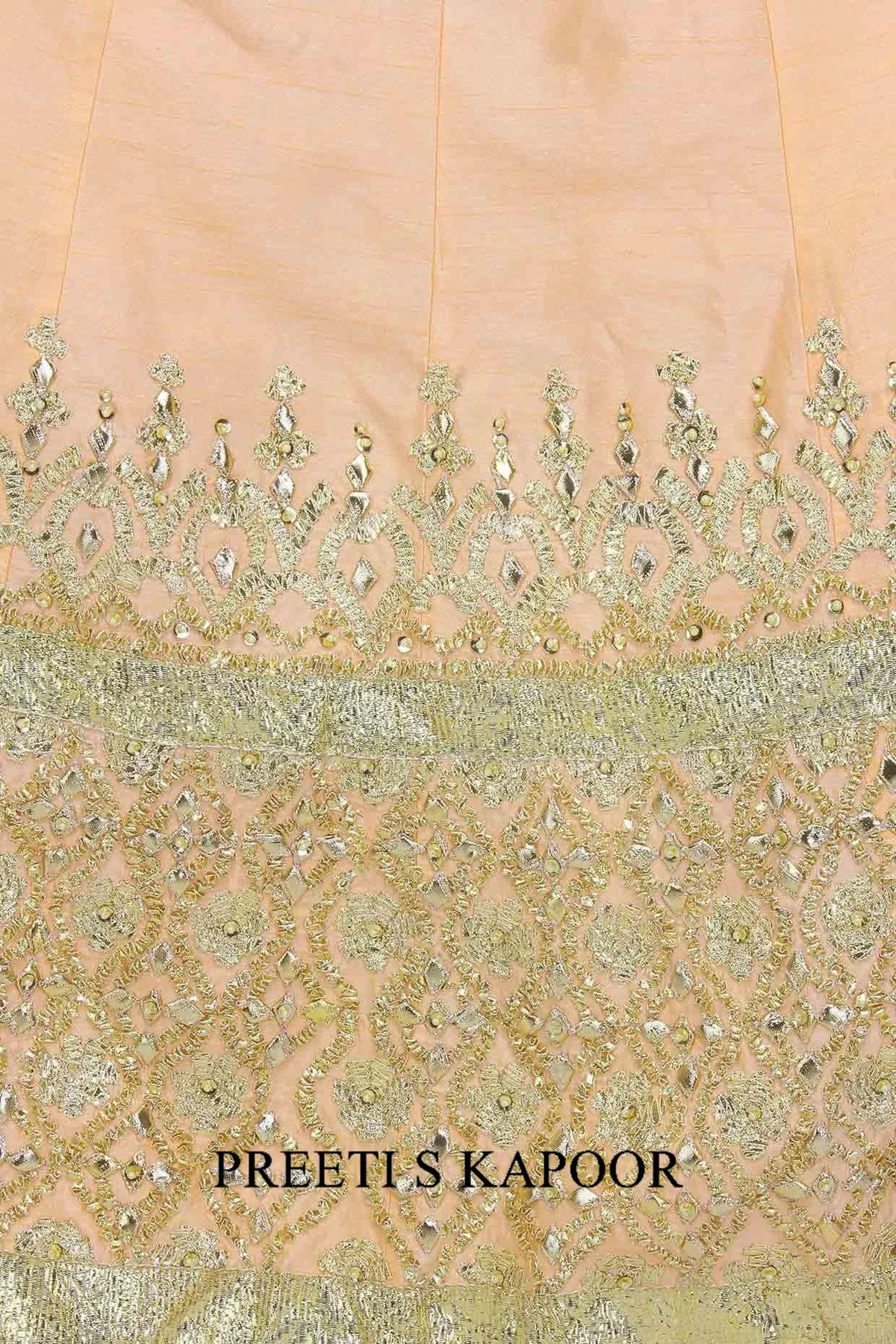 Peach Gota Patti Applique Work Anarkali Set - Preeti S Kapoor