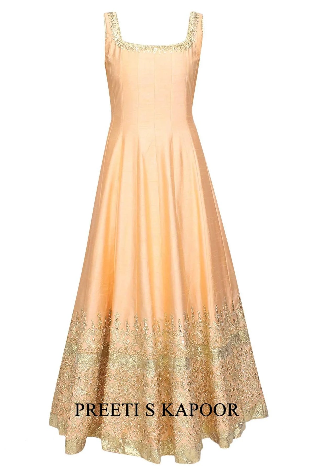 Peach Gota Patti Applique Work Anarkali Set - Preeti S Kapoor