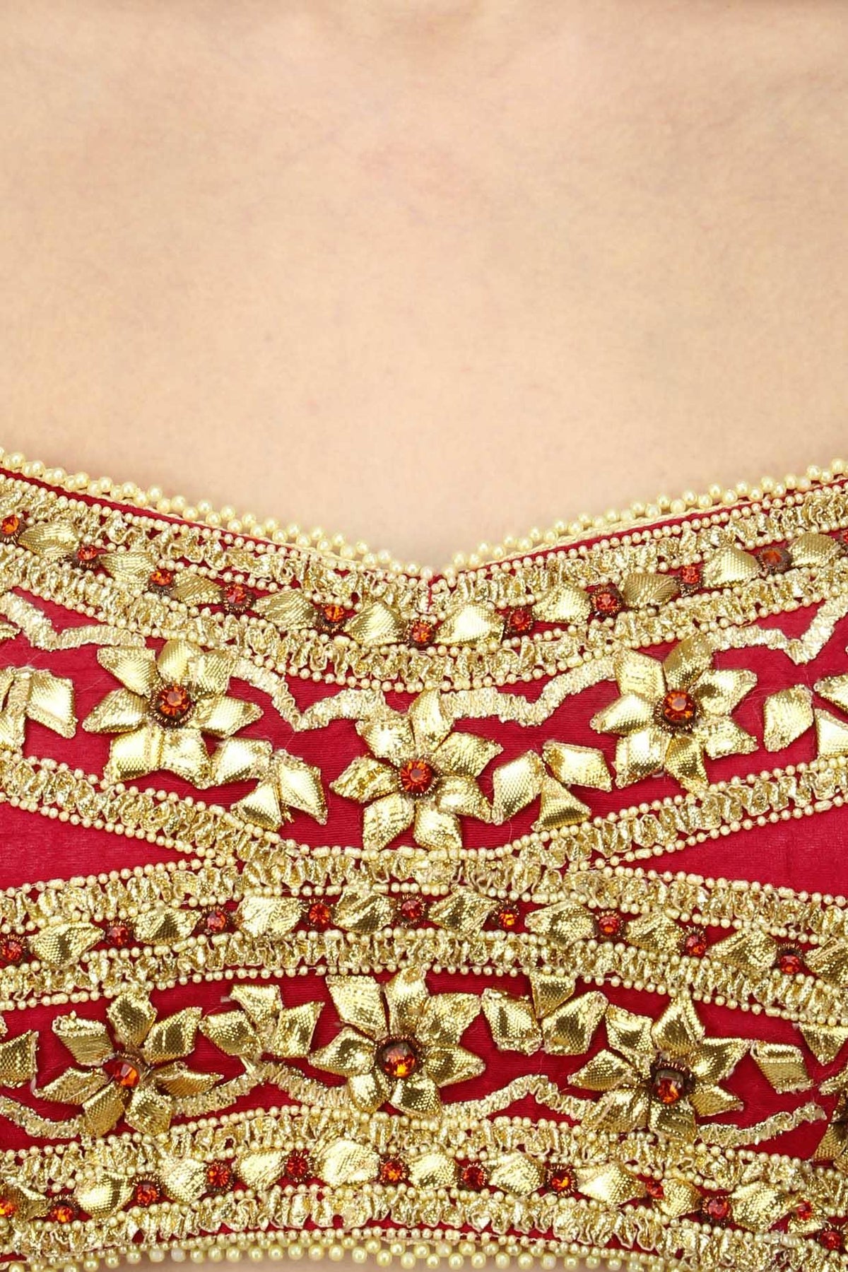 Red And Gold Embroidered Lehenga Set - Preeti s kapoor